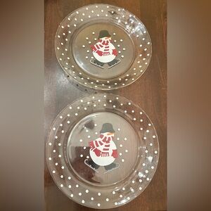 Crate & Barrel Snowman Plates France 8”